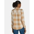thumbnail image 3 of Time and Tru Women's Cozy Flannel Shacket, Sizes S-XXXL, 3 of 5