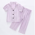thumbnail image 4 of mgoYE Silk Satin Pajamas Set 6-12 Months Girls 2 Piece Pj Sets Short Sleeve Sleepwear Soft Button Loungewear for Kids Purple, 4 of 4