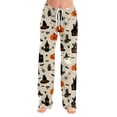thumbnail image 3 of Fabrcox Halloween Womens Pajama Pants Pumpkin Ghost Witch Womens Sleep Pants Fall Winter Festival Soft Womens Lounge Pant Khaki L, 3 of 6