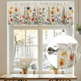 thumbnail image 7 of Blue Red Valances for Windows, 54 x 18in, and Yellow Poppy Watercolor Floral Retro Linen Rod Pocket Kitchen Valance Curtain Light Filtering Window Treatments for Living Room Bedroom, 1 Panel, 7 of 7