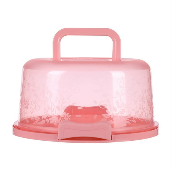 Plastic Cake Box Round Carrier Storage Container Clear Lockable Lid with Handle
