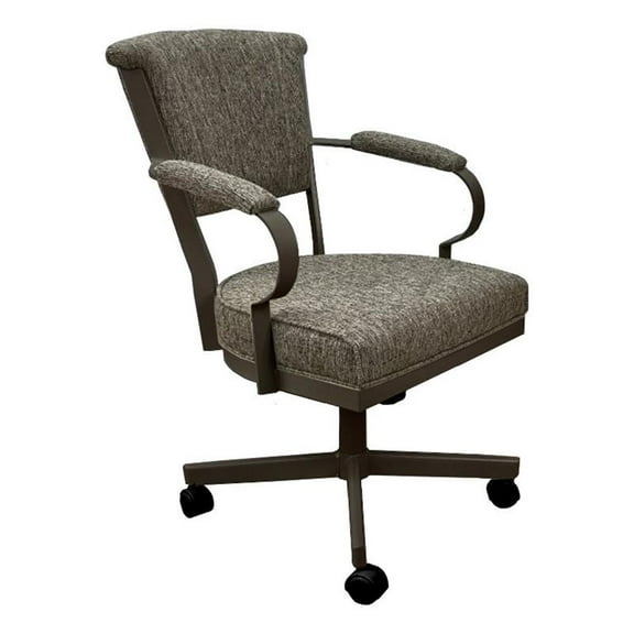Tobias Designs Swivel Fabric & Metal Caster Dining Chair in Driftwood/Brown