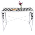 thumbnail image 4 of Black & White Grid Cotton Linen Tablecloth Table Cover Clean Mat Pad with Tassel (12'' x 55''), 4 of 8