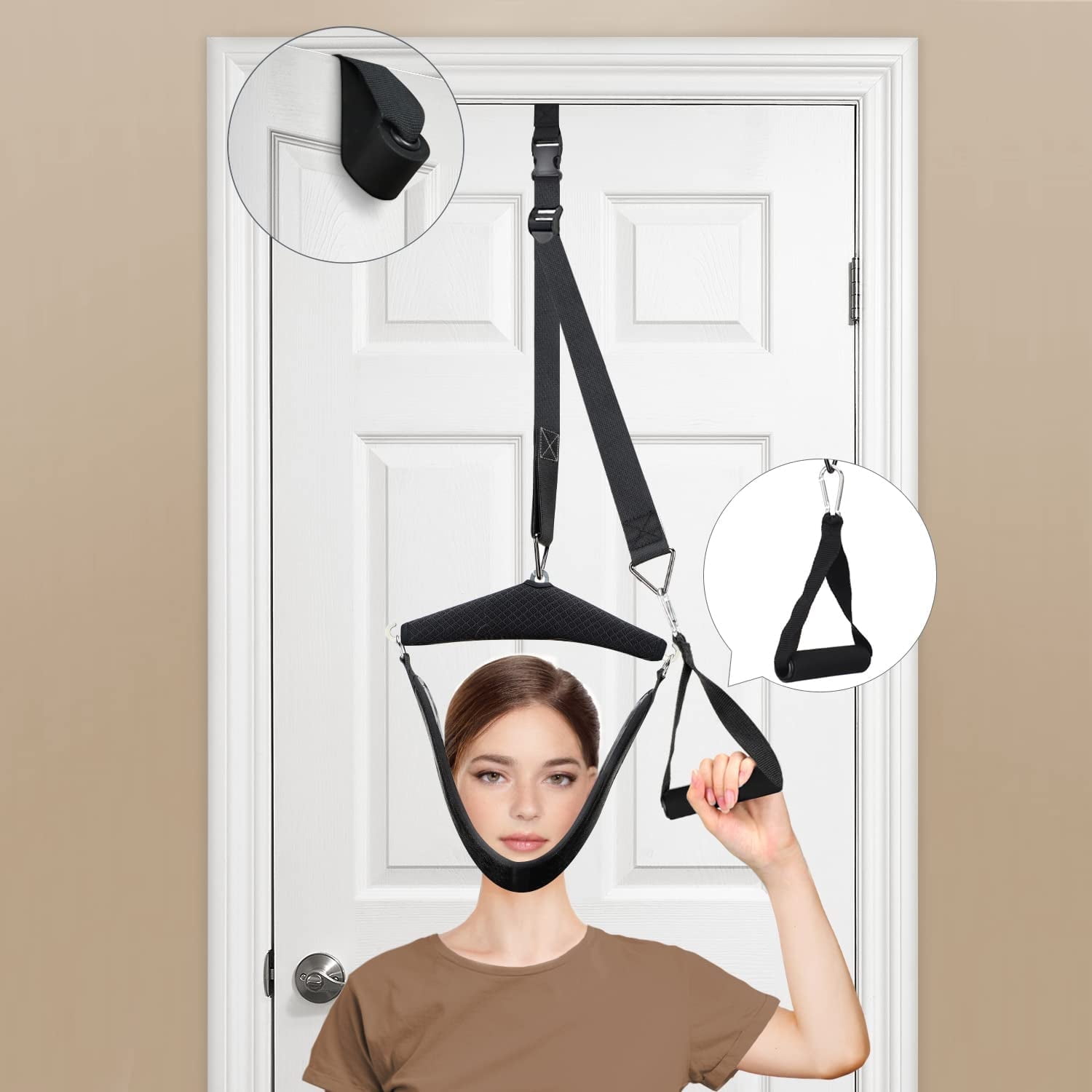 Neck Stretcher Cervical Traction Cervical Neck Traction Device for Home Use Over The Door Neck Traction Portable Neck Pain Relief Physical Therapy AIDS for Neck Decompression Device