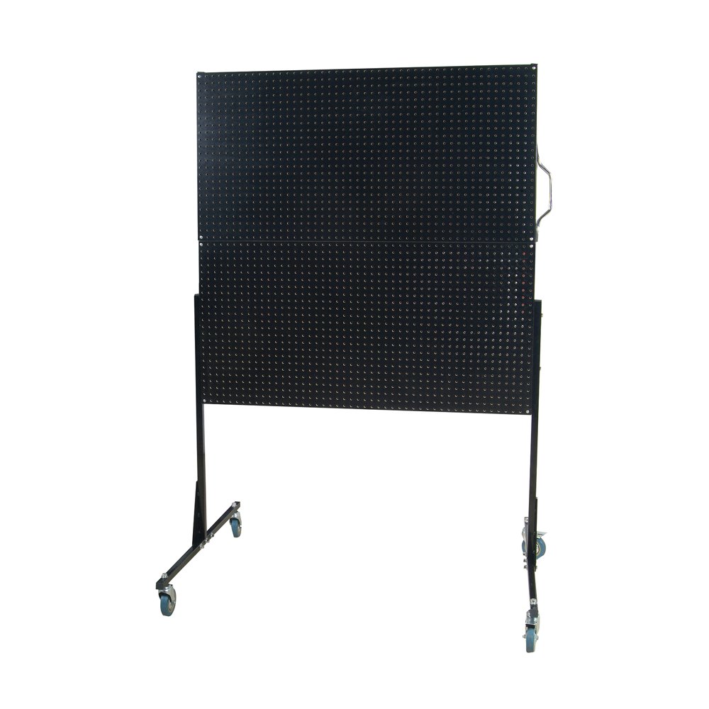 50 In. W Mobile StandAlone Pegboard Unit with 4 Black High Density