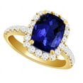 thumbnail image 2 of AFFY (3.8ct) Simulated Blue Tanzanite & White Diamond Engagement Ring In 14k Solid Gold With Ring Size 10, 2 of 2
