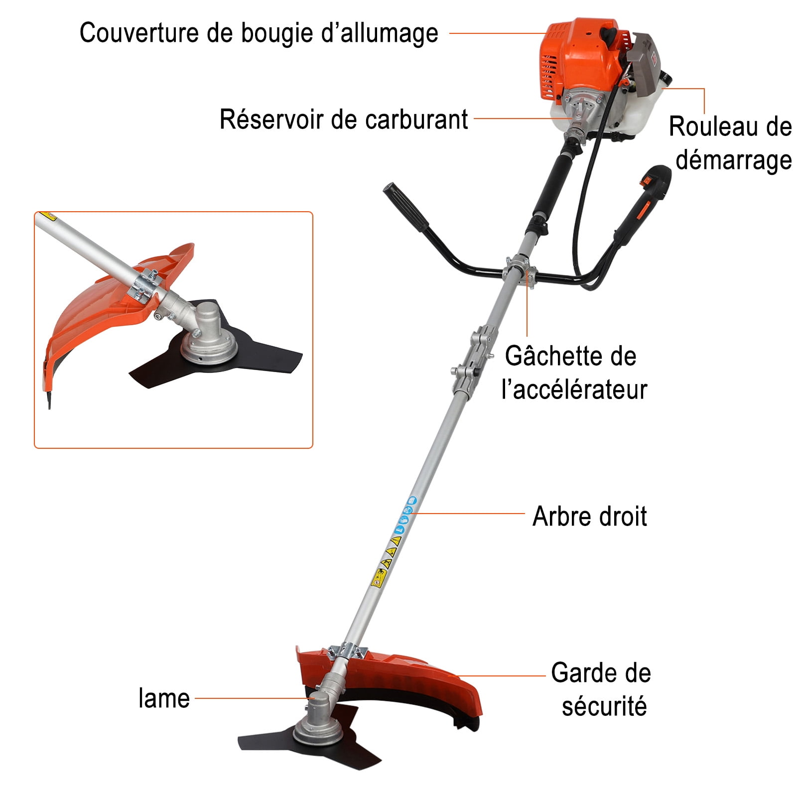 Lawn Mower,Gas String Trimmer, 52cc Weed Wacker Gas Powered, 2-Stroke Brush Cutter, Handheld Weed Eater