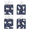 thumbnail image 2 of KLL Rabbit And Flower Print Tissue Box Cover,Leather Tissue Holder Square Facial Tissue Case Facial Paper Organizer Dispenser for Bathroom, Vanity Countertop, 2 of 7