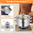 thumbnail image 5 of TFCFL 5 Tiers 26cm Stainless Steel Steamer Meat Vegetable Cooking Steam Pot Kitchen Tool with Glass Lid, 5 of 18