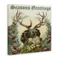 thumbnail image 2 of Stupell Industries Traditional Seasons Greetings Dog Wearing Antlers Botanical Border Canvas Art, 17 x 17, by Alicia Longley, 2 of 6