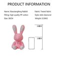 thumbnail image 5 of Diamond-studded Rabbit Doll, Plaid Rabbit Doll, Valentine's Day Gift, 5 of 5