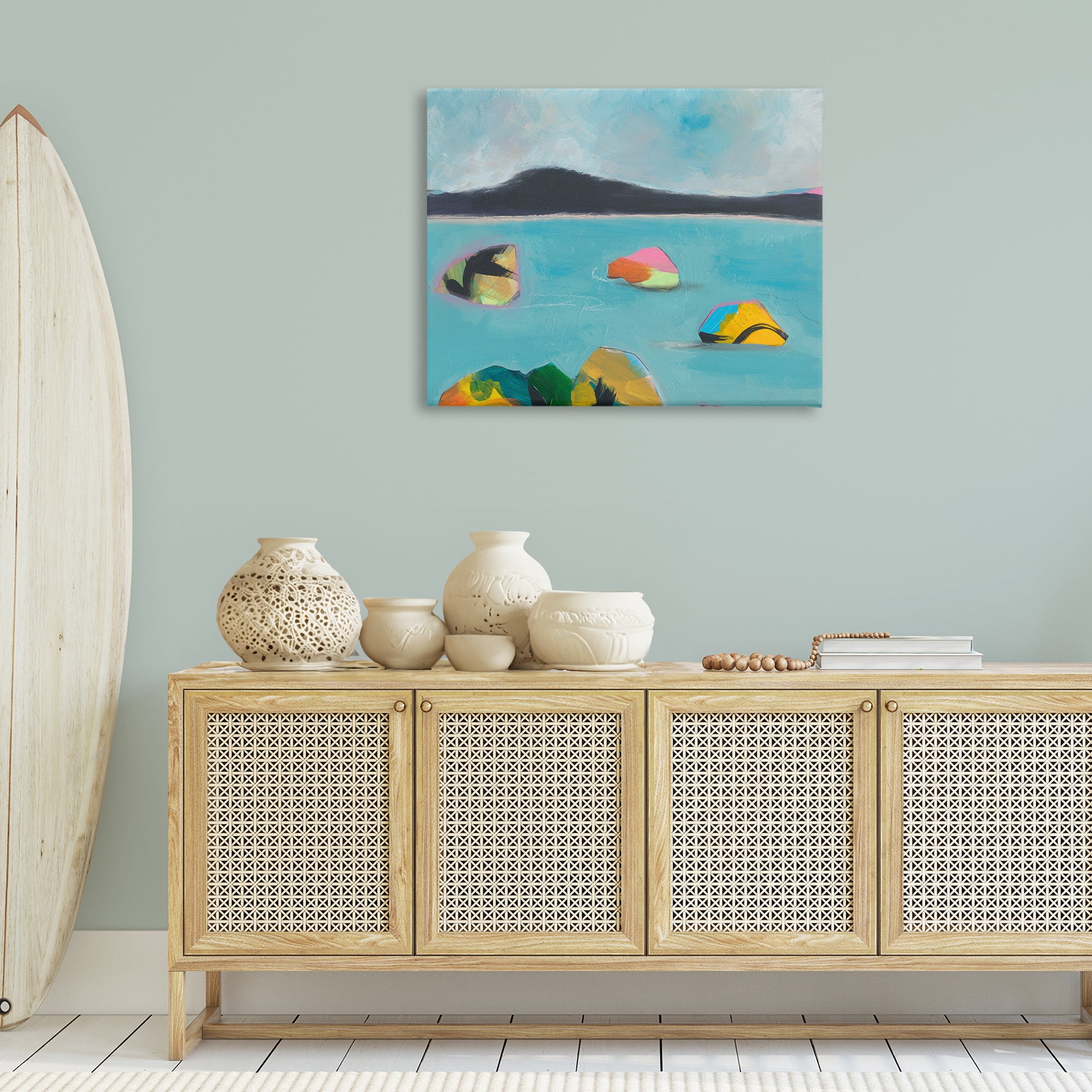 Stupell Industries Abstract Sea Buoys Landscape & Nature Painting Wrapped Canvas Art Print Wall Art, 40 x 30
