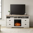 thumbnail image 1 of Wampat Fireplace TV Stand for TVs Up to 65 Inch, Electric Fireplace TV Console, Wood Entertainment Center with Storage Cabinet, Sliding Barn Door, 2 Heating Mode, 5 Brightness,Oak&White, 1 of 9