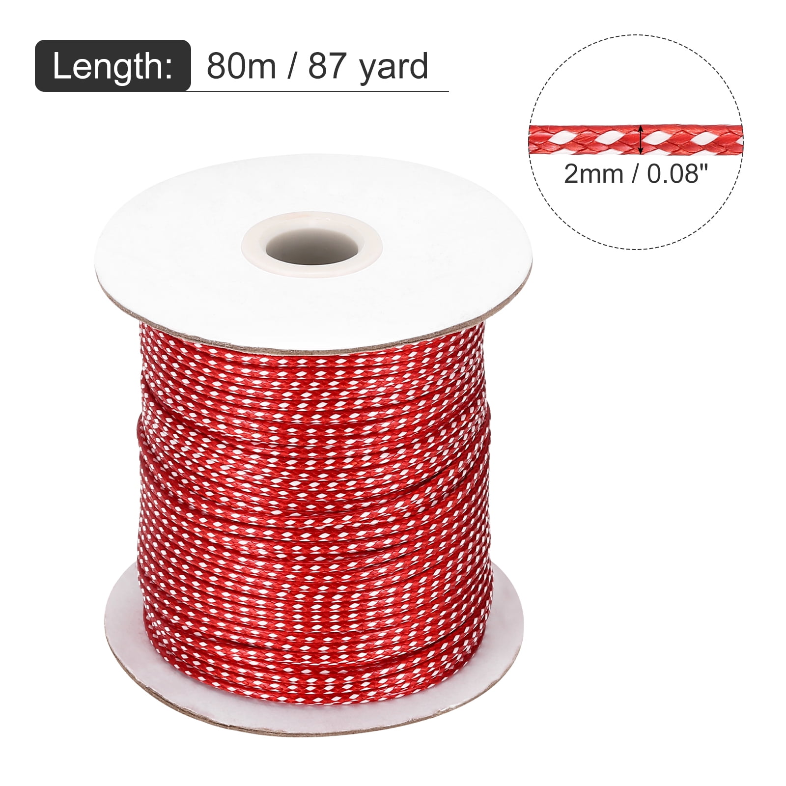 Waxed Cord 2mm Waxed Thread 87 Yard Wax String Leather Cord for Bracelet Making, Necklaces, Beading, Jewelry Making and DIY Crafts(Red/White)