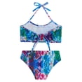 thumbnail image 4 of Alvivi Girls Two Piece Swimsuit Halter Crop Tank Top with Bottoms Summer Seaside Swimwear Blue&Red 8-10, 4 of 7