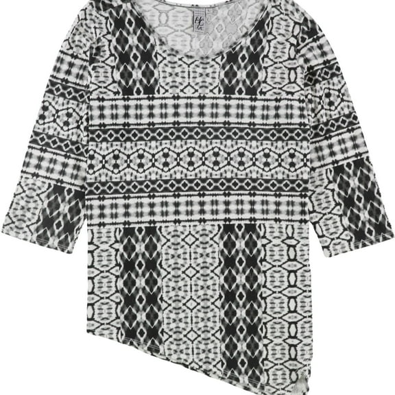 HC LA Womens Asymmetrical Hem Pullover Blouse, Black, Large