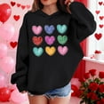 thumbnail image 4 of Valentine Hooded Sweatshirts For Kids Long Sleeve Print Pullover Tops Holiday Casual Loose Stylish Hoodies (11 Years, Black-A), 4 of 8