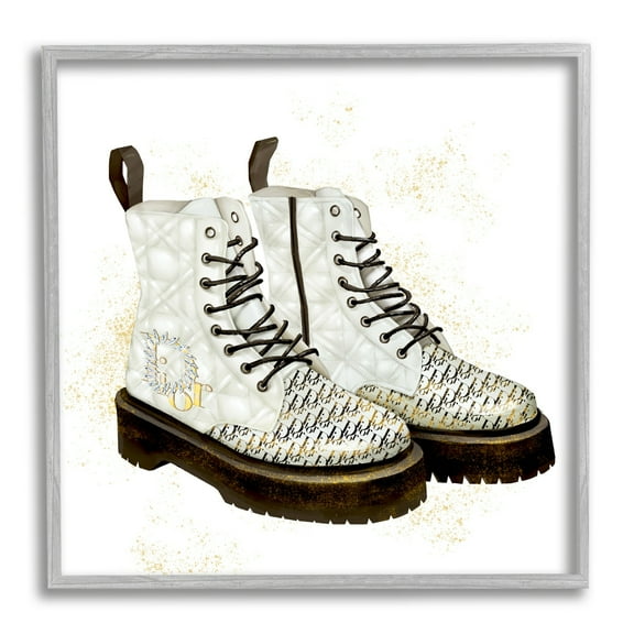 Stupell Industries Quilted Leather Fashion Boots Brilliant Gems Deluxe Pattern,12 x 12, Design by Ziwei Li