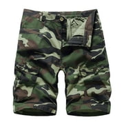 Mens Shorts Casual Camouflage Zipper Button Multiple Pockets Big and Tall Tactical Cargo Shorts
