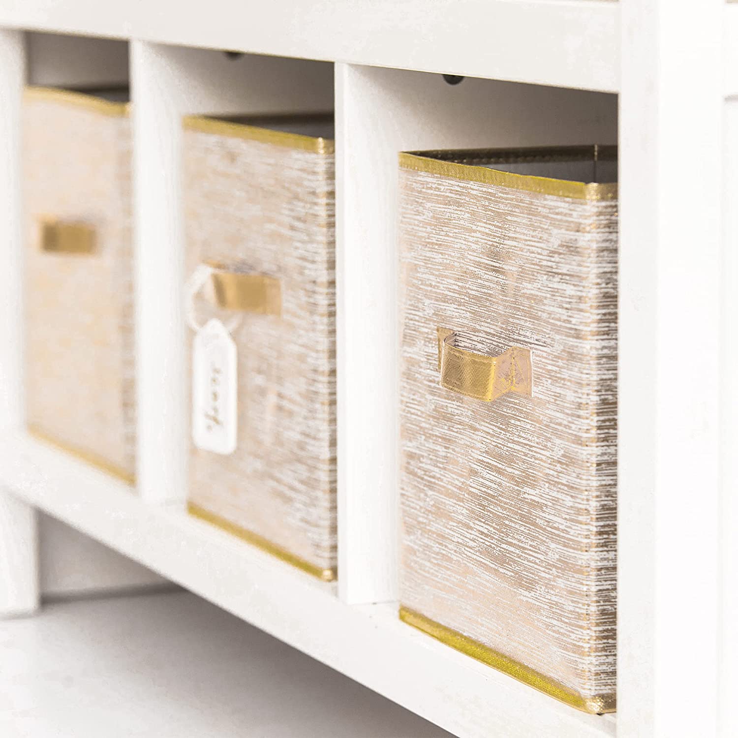 Gold Storage Bins 4 Pack 10.5”x 10.5”x 11” Storage Cubes Foldable