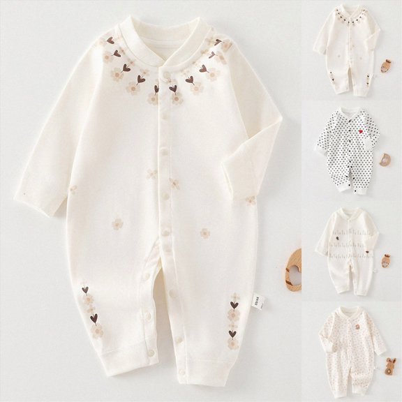 Newborn Baby Bodysuit for 0-3 Months Unisex Baby Jumpsuit Pure Cotton Long Sleeve Baby Outfit Soft Cozy for Boys and Girls White