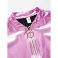 thumbnail image 6 of iiniim Kids Girls Modern Jazz Hip Hop Dance Outfits Long Sleeves Bomber Jacket with Bell-bottoms Pants Set Size 6-16 Pink 6, 6 of 7