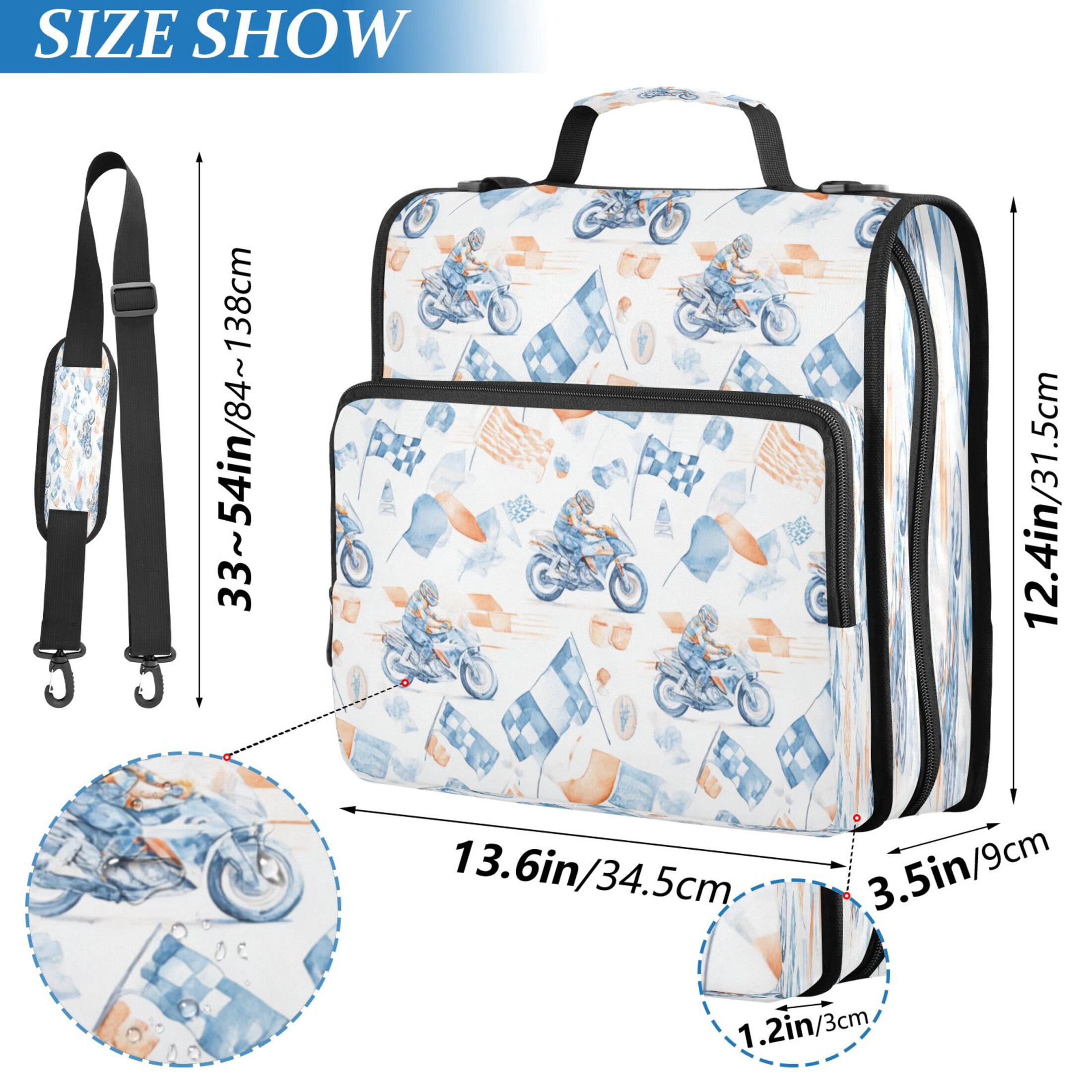 3 Ring Zipper Binder Stationery Organizer for Study Work Home Travel, All-Purpose File Folder Storage Bag for Daily Document Organization Speeding Motorcycle Collage