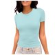 thumbnail image 1 of Camiseta de manga corta ajustada y moderna para mujer: corte ajustado y sexy, versátil con vaqueros/pantalones cortos, tejido suave para el verano, talla real, lavado en frío., 1 of 6