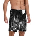 thumbnail image 2 of Uemuo Futuristic Moonlit Cityscape Pattern Men's Short Pajama Pants – Soft & Breathable Lounge Shorts, Elastic Waistband with Pockets, Lightweight Sleepwear for All-Season Comfort-XX-Large, 2 of 6