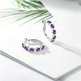 thumbnail image 4 of Gem Stone King 925 Sterling Silver Purple Amethyst and White Topaz Hoop Earrings for Women (2.82 Cttw, Round 4MM and 1.9MM, Gemstone Birthstone 1 inch Diameter), 4 of 4