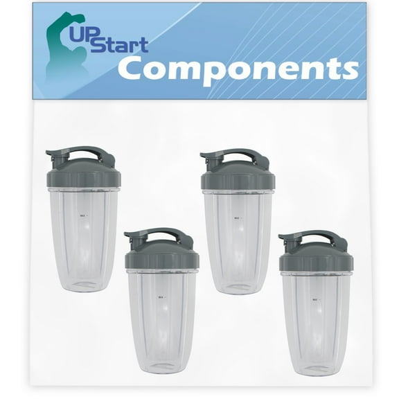 4 Pack UpStart Components Replacement 24 oz Cup with Flip Top To-go Lid for Ninja NutriBullet Pro 900w Blender