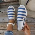 thumbnail image 2 of Blue Womens Canvas Flat Shoes Slip On Striped Print Casual Round Toe Comfortable Moccasins Loafers Size 42, 2 of 8