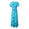 thumbnail image 4 of vigerkar Women's Summer Dress 2025 Short Sleeve V-Neck Boho Floral Printed Flowy Swing Sundress Dresses Sky Blue, L, 4 of 7