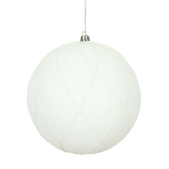 Vickerman 6" White Matte and Glitter Swirl Ball Ornament, 3 per Box