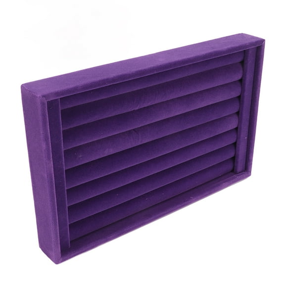 Purple Velvet Ring Organizer 7 Slots Stackable Jewelry Storage Tray Earring Display Case