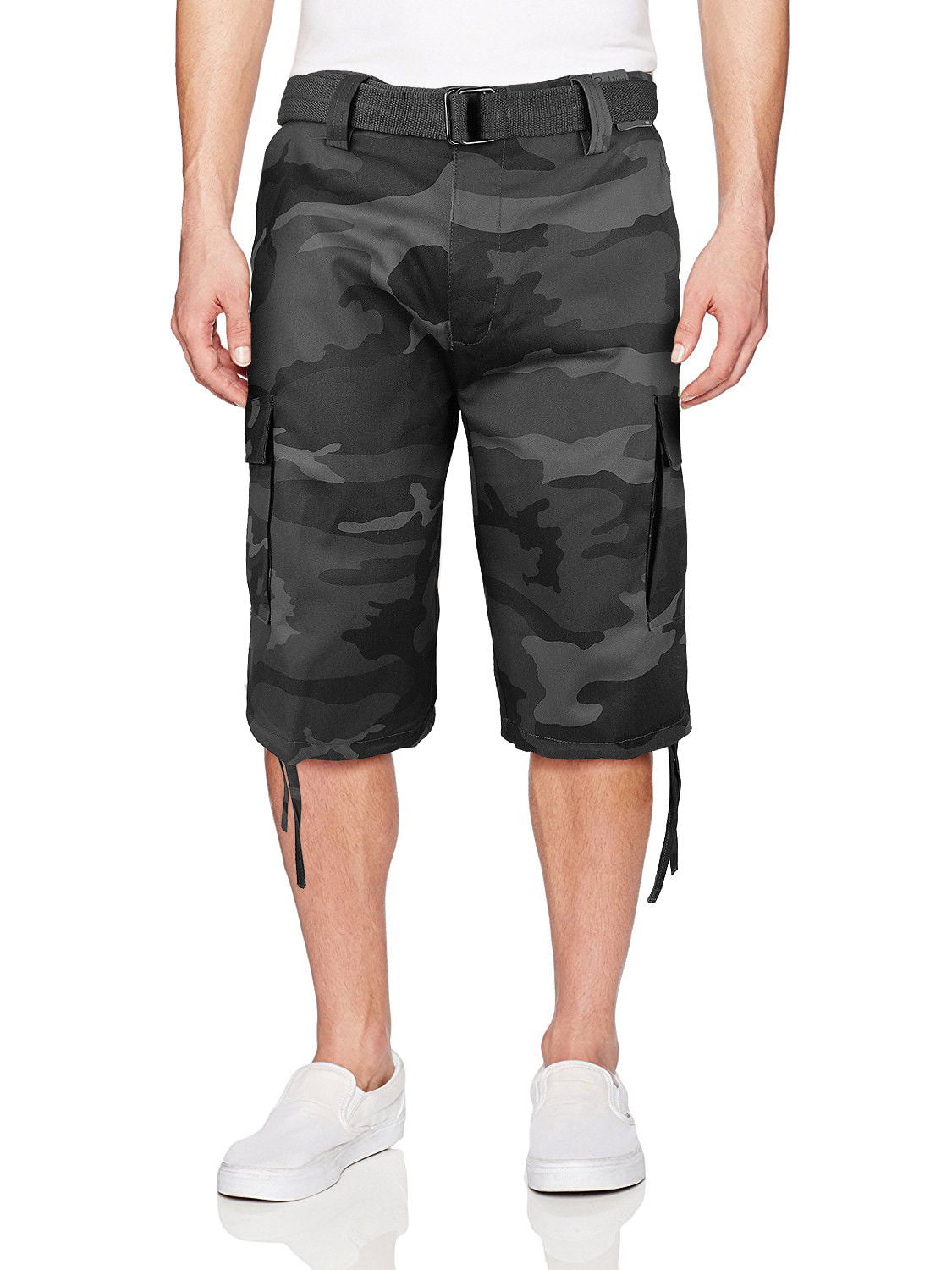 Men's Tactical Military Army Camo Camouflage Slim Fit Cargo Shorts With Belt 