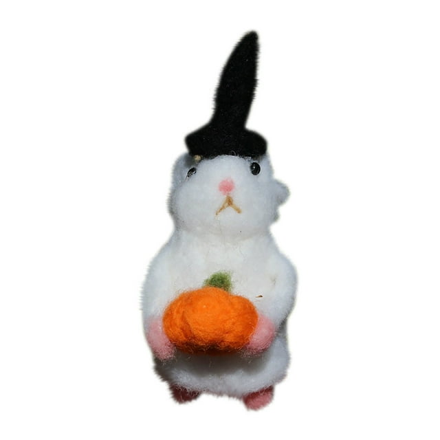 Velas de Pastel de Cumpleaños Sombrero de Caña de Navidad de Halloween, Aguja Fieltró Ratón con Decoración de Calabaza Móvil 8cm, Velas de Cumpleaños de Halloween