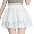 thumbnail image 2 of zhi Women's Tiered Ruffle Mini Skirt - Casual Outings & Stylish Looks，White，M, 2 of 5