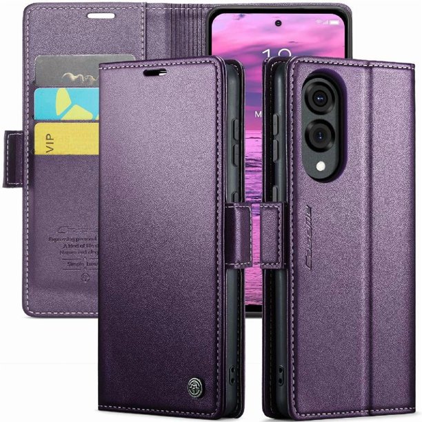 Funda tipo cartera Samsung Galaxy S25 Edge con cierre magnético, RFID, tarjetero, soporte, carga inalámbrica