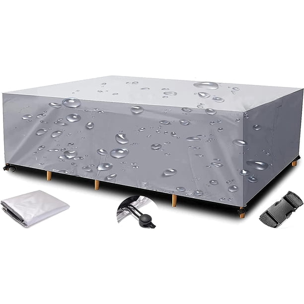 Fundas para muebles de jardín, 600D Oxford Funda para muebles de jardín Cubierta protectora impermeable Lona anti-UV para mesas de jardín Muebles de patio, con cordones 255x255x80cm Xemadio XDHY-17-187