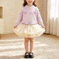 thumbnail image 6 of Girls 2 Piece Outfit Set Crew Neck Knit Sweater with 3D Flower Bow & Fluffy Tulle Tutu Skirt, Sweet Princess Style Casual Clothing Set for Little Girls Fall Winter Purple 5-6 Years, 6 of 7