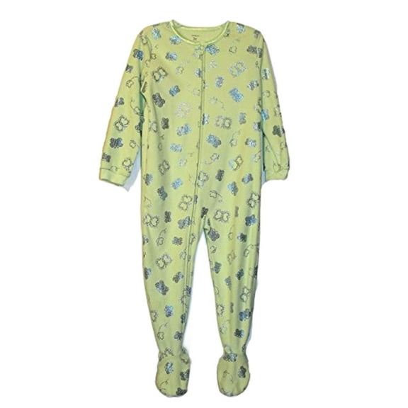 Carter's Girl's Green Sparkle Butterfly Fleece Pajama Sleeper, Size 3T