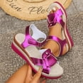 thumbnail image 5 of Domuza Women Orthopedic Wedge Platform Sandals, Adjustable Strap Non Slip Breathable Thick Sole Summer Casual Shoes Purple 5.5（EU-36）, 5 of 6