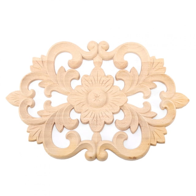 Apliques de Madera tallada Ticfox muebles sin pintar decoración de puertas y armarios del hogar 30x19cm 1 ud