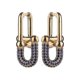 thumbnail image 1 of 1 par de pendientes colgantes de color dorado con delicados pavé de circonitas cúbicas de cobre, azul oscuro, 1 of 2