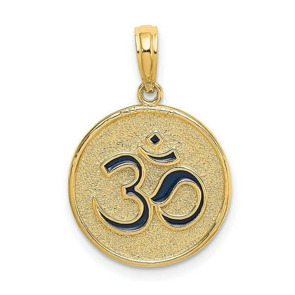 Diamond2Deal 14K Yellow Gold Enameled Om with Lotus Flower on Reverse Pendant for Women