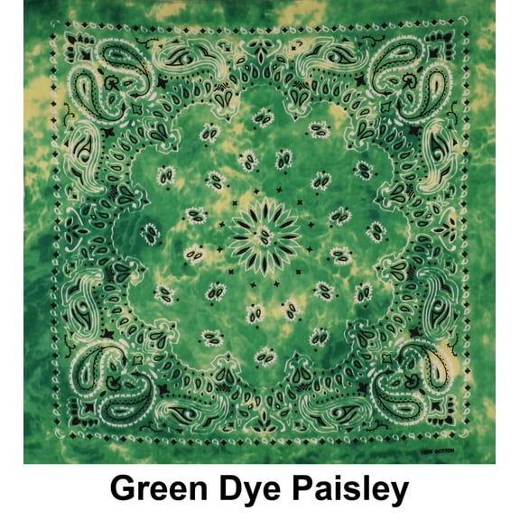 Green Dye Paisley Print Designs Cotton Bandana (22 inches x 22 inches)