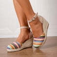thumbnail image 2 of Win s Way Women's Heel Mary Jane Shoes Suede Round Toe Wide Width Platform Espadrilles Boho Summer, 2 of 9