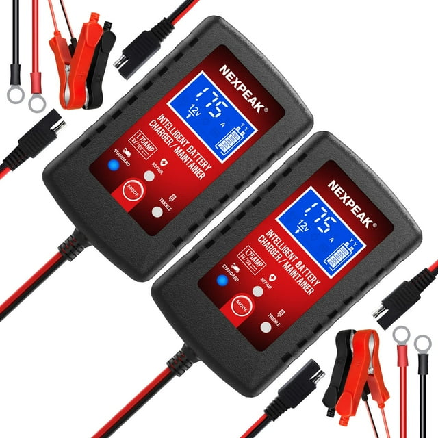Cargador de Baterías NEXPEAK 6V 12V Mantenedor Inteligente para Auto Paquete de 2