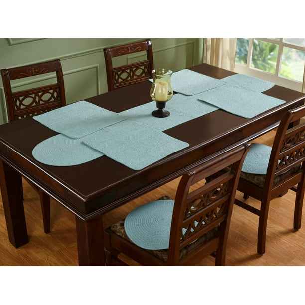 Cotton Solid Placemats 15 Round Aqua